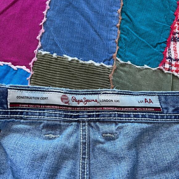 Y2K Pepe Jeans Faded Baggy Blue Jorts 38W - Picture 3 of 7